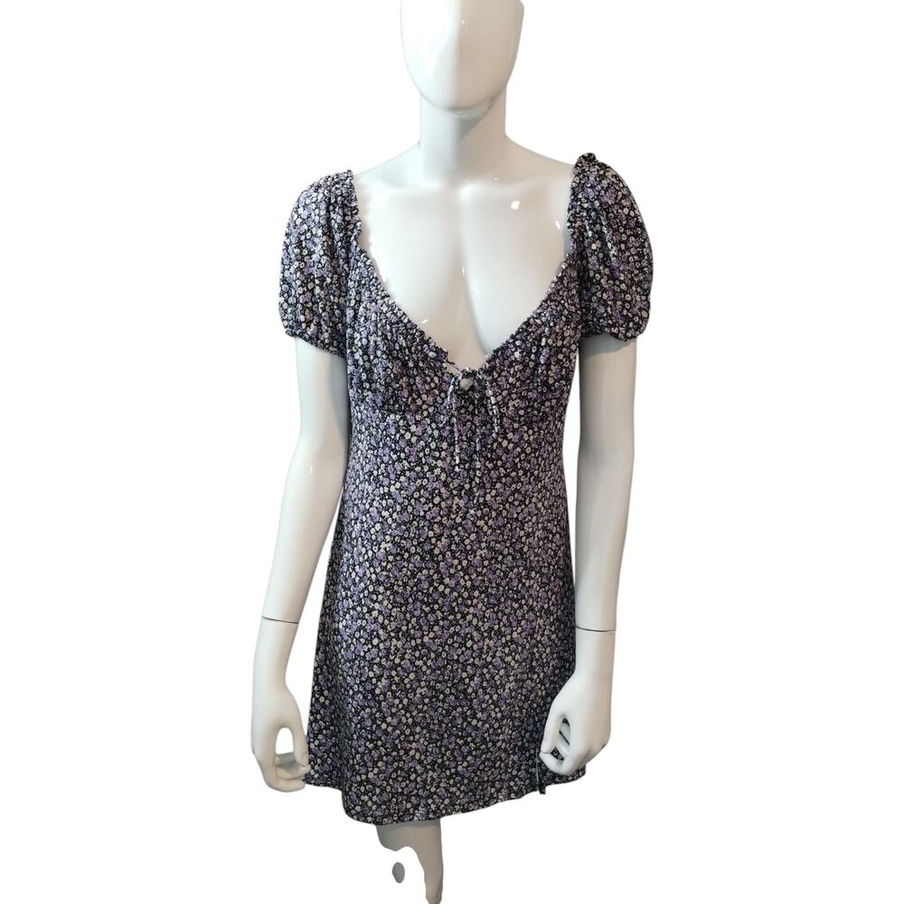 Lush Women's Size‎ Large Floral Cottagecore Milkmaid Babydoll Empire Puff Dress